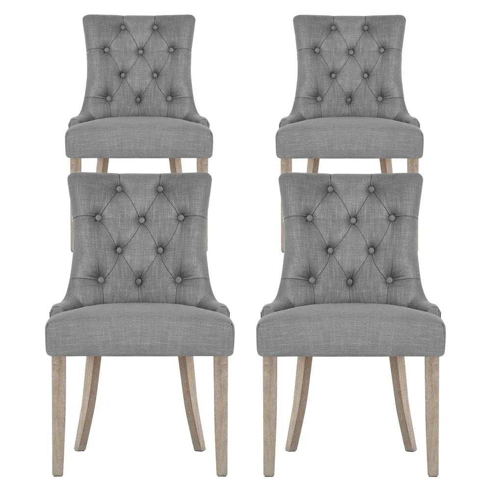 Artiss Dining Chairs Set of 4 Linen French Provincial Grey - Mekamart Australia