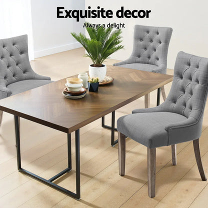 Artiss Dining Chairs Set of 4 Linen French Provincial Grey - Mekamart Australia
