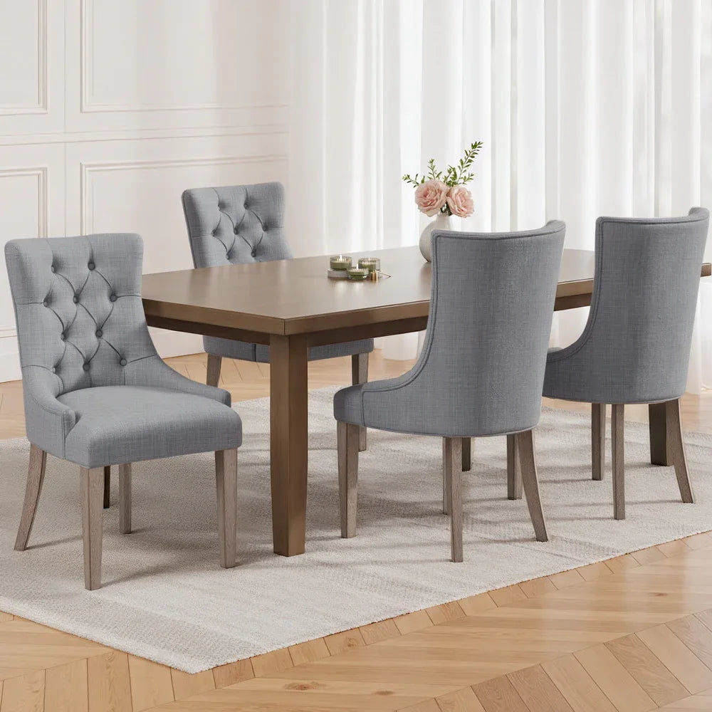 Artiss Dining Chairs Set of 4 Linen French Provincial Grey - Mekamart Australia