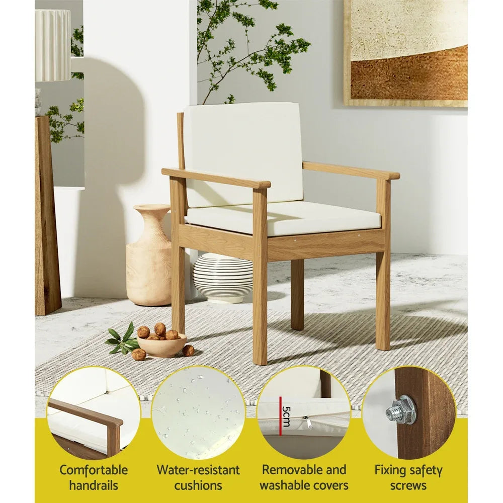 Gardeon 4-Piece Outdoor Sofa Set Wooden Couch Lounge Setting - Mekamart Australia