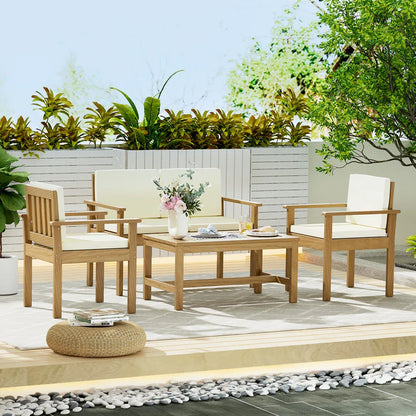 Gardeon 4-Piece Outdoor Sofa Set Wooden Couch Lounge Setting - Mekamart Australia