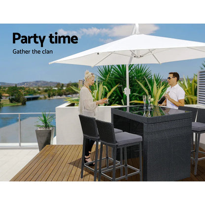 Gardeon 5-Piece Outdoor Bar Set Dining Table Stools Wicker Patio Setting - Mekamart Australia