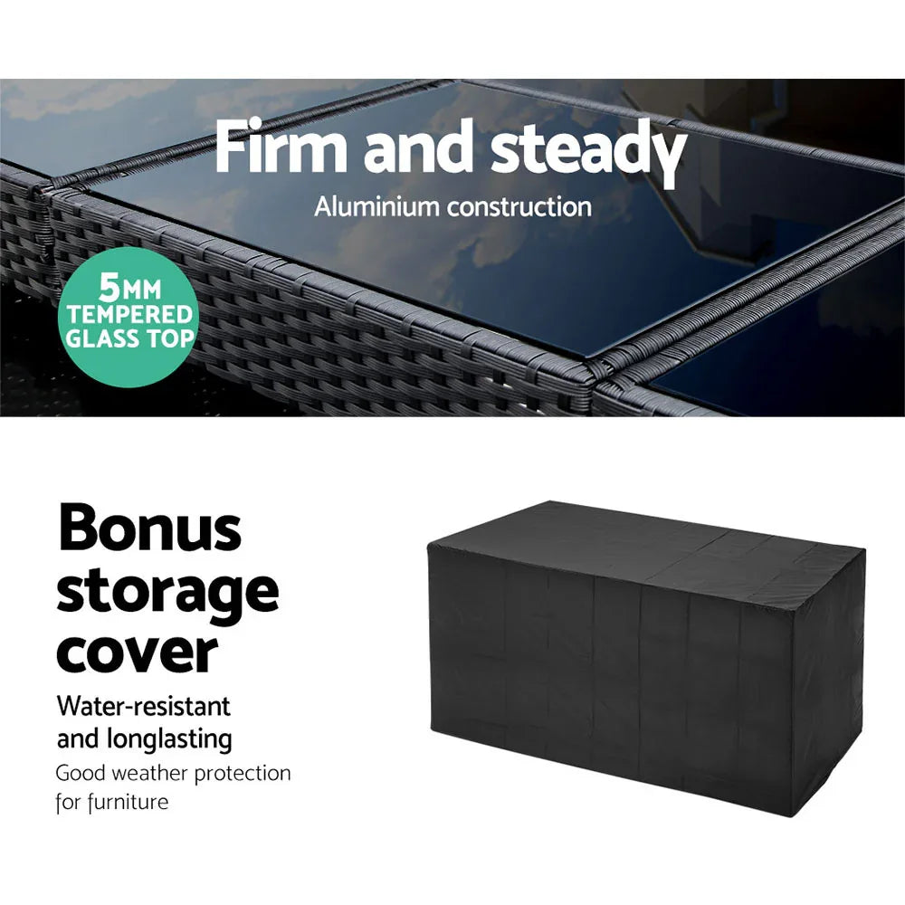 Gardeon 5-Piece Outdoor Bar Set Dining Table Stools Wicker Patio Setting - Mekamart Australia