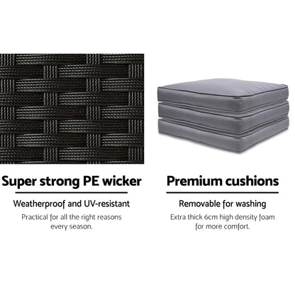 Gardeon 5-Piece Outdoor Bar Set Dining Table Stools Wicker Patio Setting - Mekamart Australia