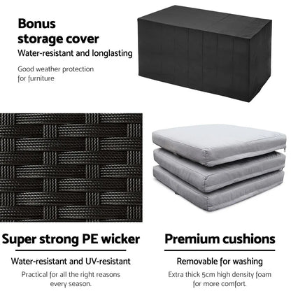 Gardeon 7-Piece Outdoor Bar Set Dining Table Stools Wicker Patio Setting - Mekamart Australia