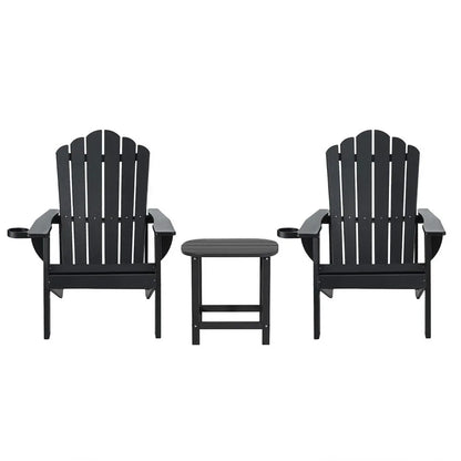 Gardeon Outdoor Table and Chairs HDPE Adirondack Beach Chair Sun Lounge Patio Furniture Garden Black