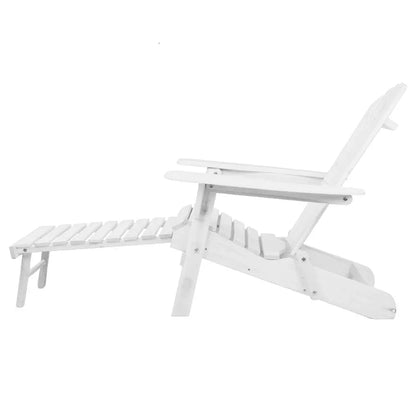 Gardeon 3PC Adirondack Outdoor Table and Chairs Wooden Sun Lounge Beach Patio White - Mekamart Australia