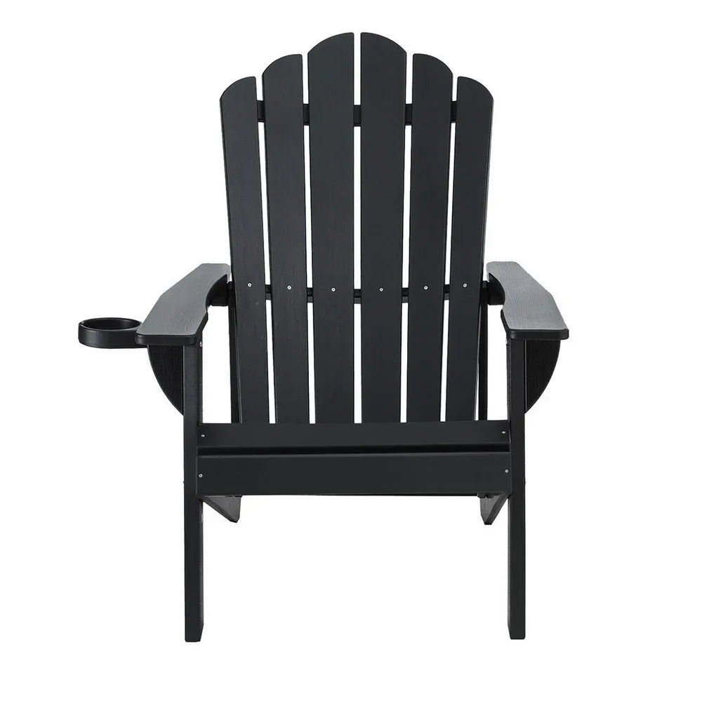 Gardeon Outdoor Chairs HDPE Adirondack Beach Chair Sun Lounge Patio Furniture Garden Black - Mekamart Australia