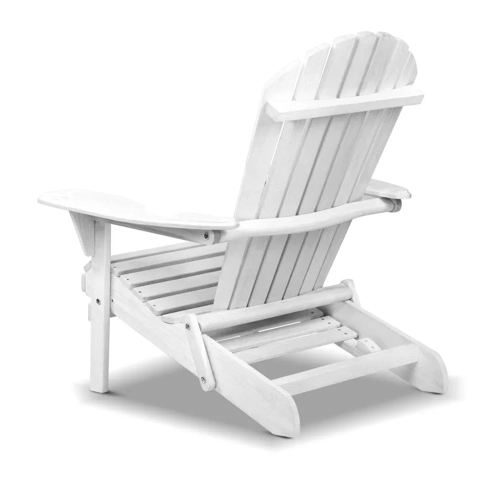 Gardeon Adirondack Outdoor Chairs Wooden Foldable Beach Chair Patio Furniture White - Mekamart Australia