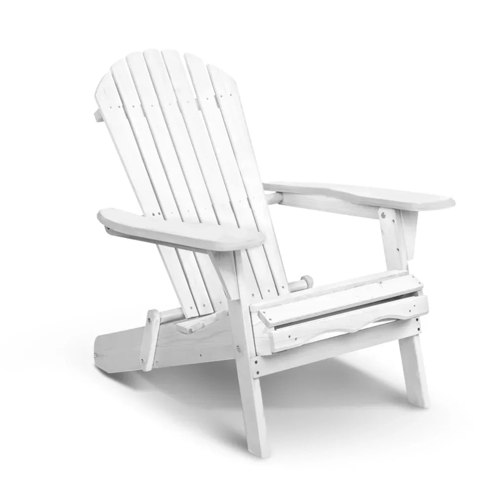 Gardeon Adirondack Outdoor Chairs Wooden Foldable Beach Chair Patio Furniture White - Mekamart Australia