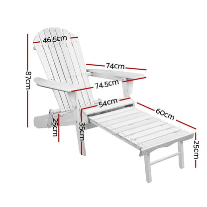 Gardeon 2PC Adirondack Outdoor Chairs Wood Foldable Sun Lounge Patio Furniture - Mekamart Australia