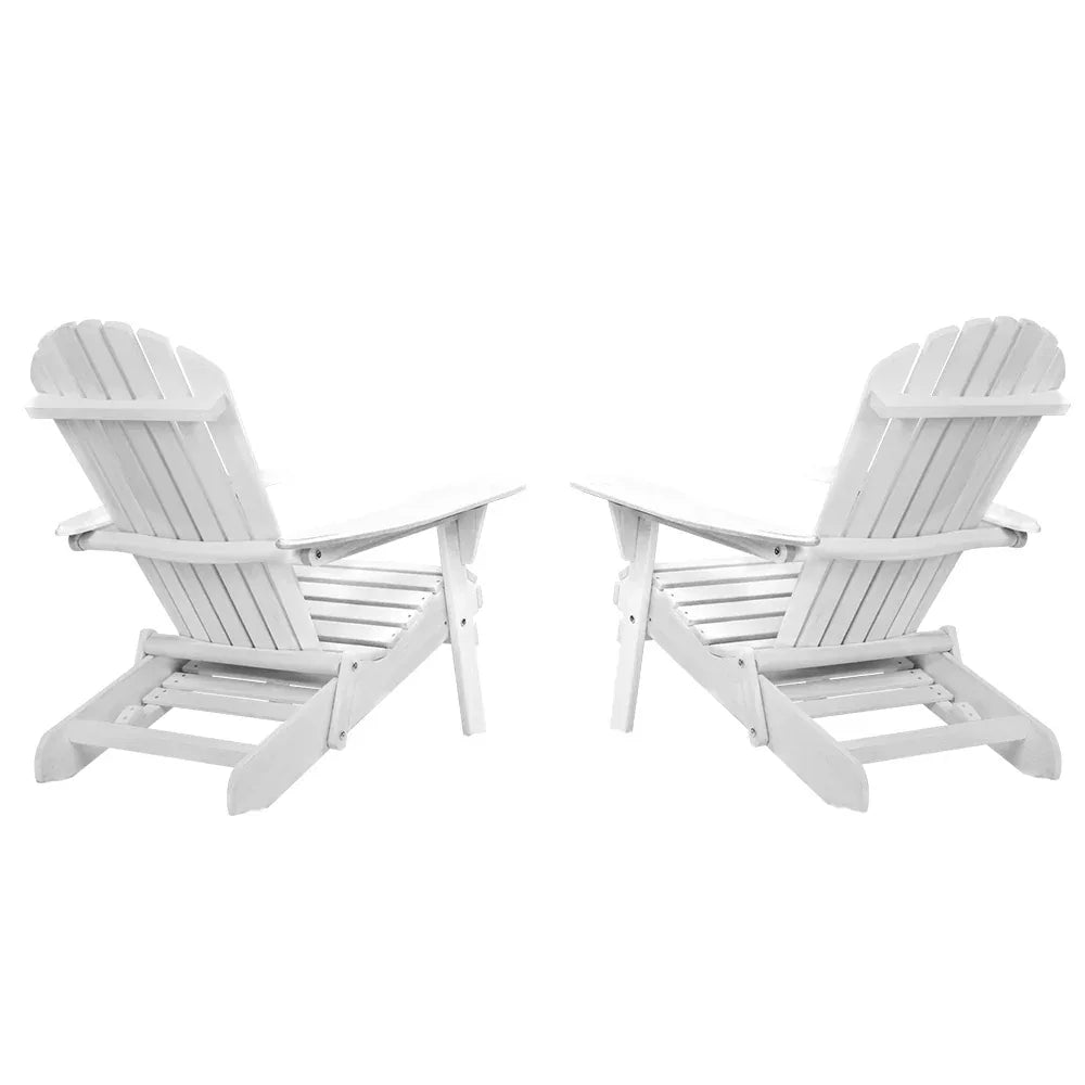 Gardeon 2PC Adirondack Outdoor Chairs Wood Foldable Sun Lounge Patio Furniture - Mekamart Australia