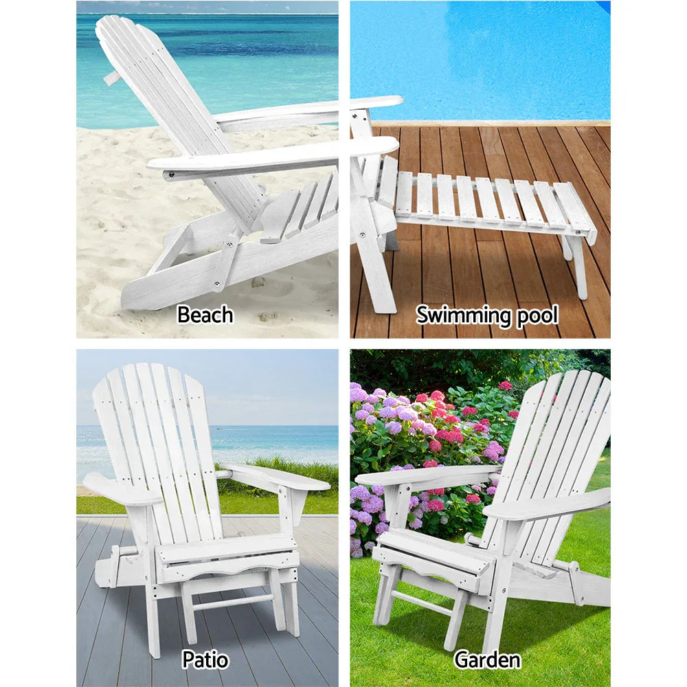 Gardeon 2PC Adirondack Outdoor Chairs Wood Foldable Sun Lounge Patio Furniture - Mekamart Australia
