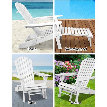 Gardeon 2PC Adirondack Outdoor Chairs Wood Foldable Sun Lounge Patio Furniture - Mekamart Australia
