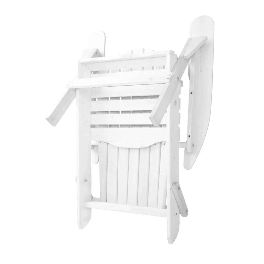 Gardeon 3PC Adirondack Outdoor Table and Chairs Wooden Foldable Beach Chair White - Mekamart Australia