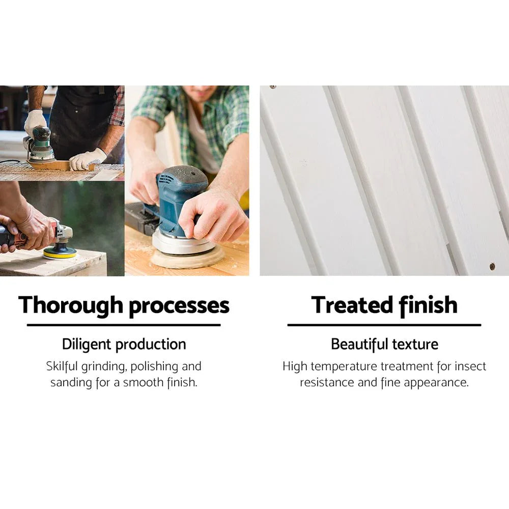 Gardeon 5PC Adirondack Outdoor Table and Chairs Wooden Sun Lounge Patio Furniture White - Mekamart Australia