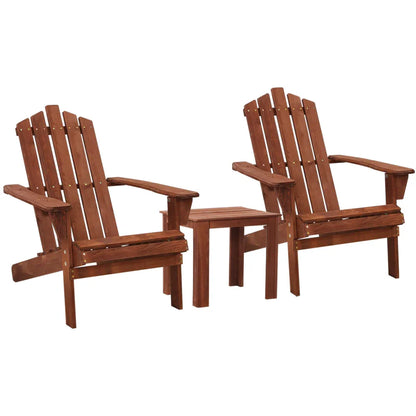 Gardeon 3PC Adirondack Outdoor Table and Chairs Wooden Beach Chair Brown - Mekamart Australia
