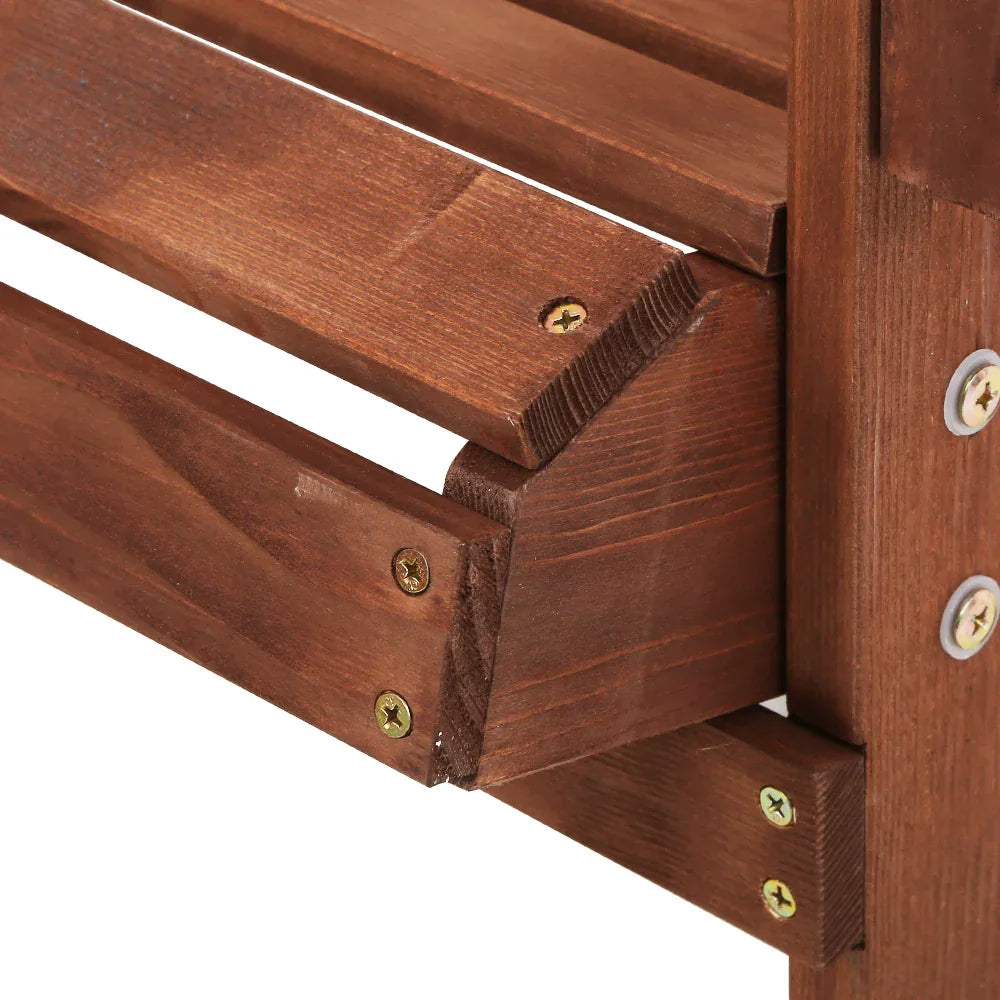 Gardeon 3PC Adirondack Outdoor Table and Chairs Wooden Beach Chair Brown - Mekamart Australia