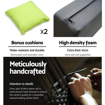 Gardeon 7-Piece Outdoor Sofa Set Wicker Couch Lounge Setting Seat Cover - Mekamart Australia