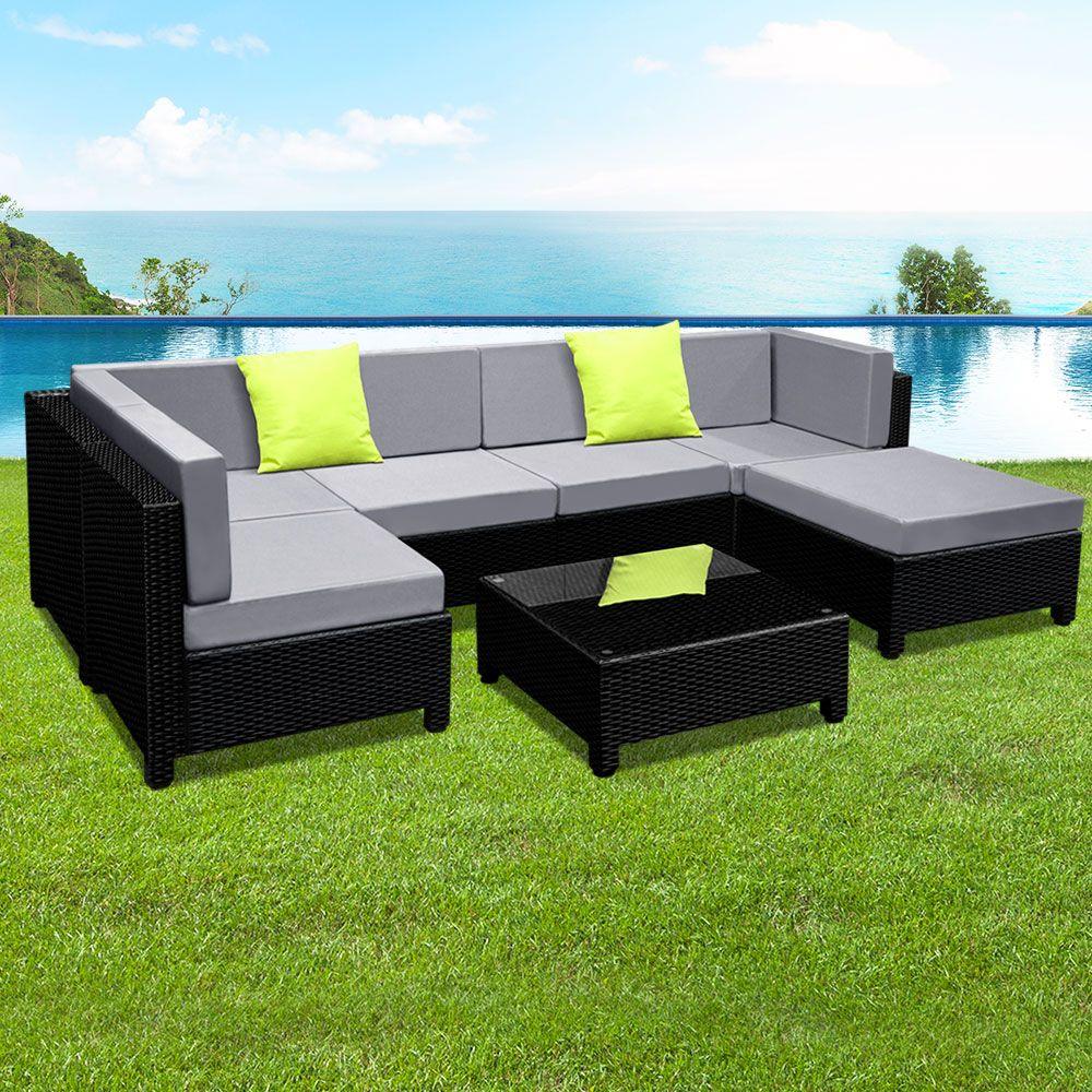 Gardeon 7-Piece Outdoor Sofa Set Wicker Couch Lounge Setting Seat Cover - Mekamart Australia