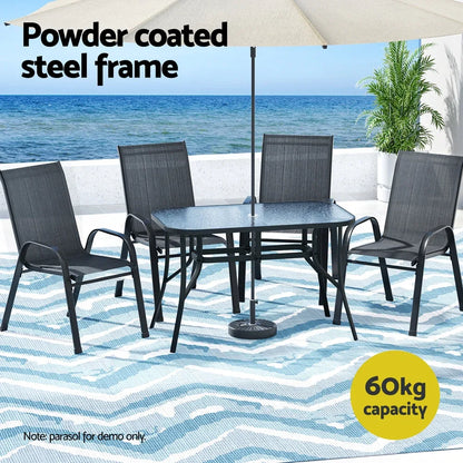 Gardeon 5PC Outdoor Dining Set Table and Chairs Patio Furniture Bistro Set Garden Black - Mekamart Australia