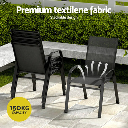 Gardeon 5PC Outdoor Dining Set Table and Chairs Patio Furniture Bistro Set Garden Black - Mekamart Australia