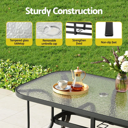 Gardeon 7PC Outdoor Dining Set Table and Chairs Patio Furniture Garden Bistro Set Grey - Mekamart Australia