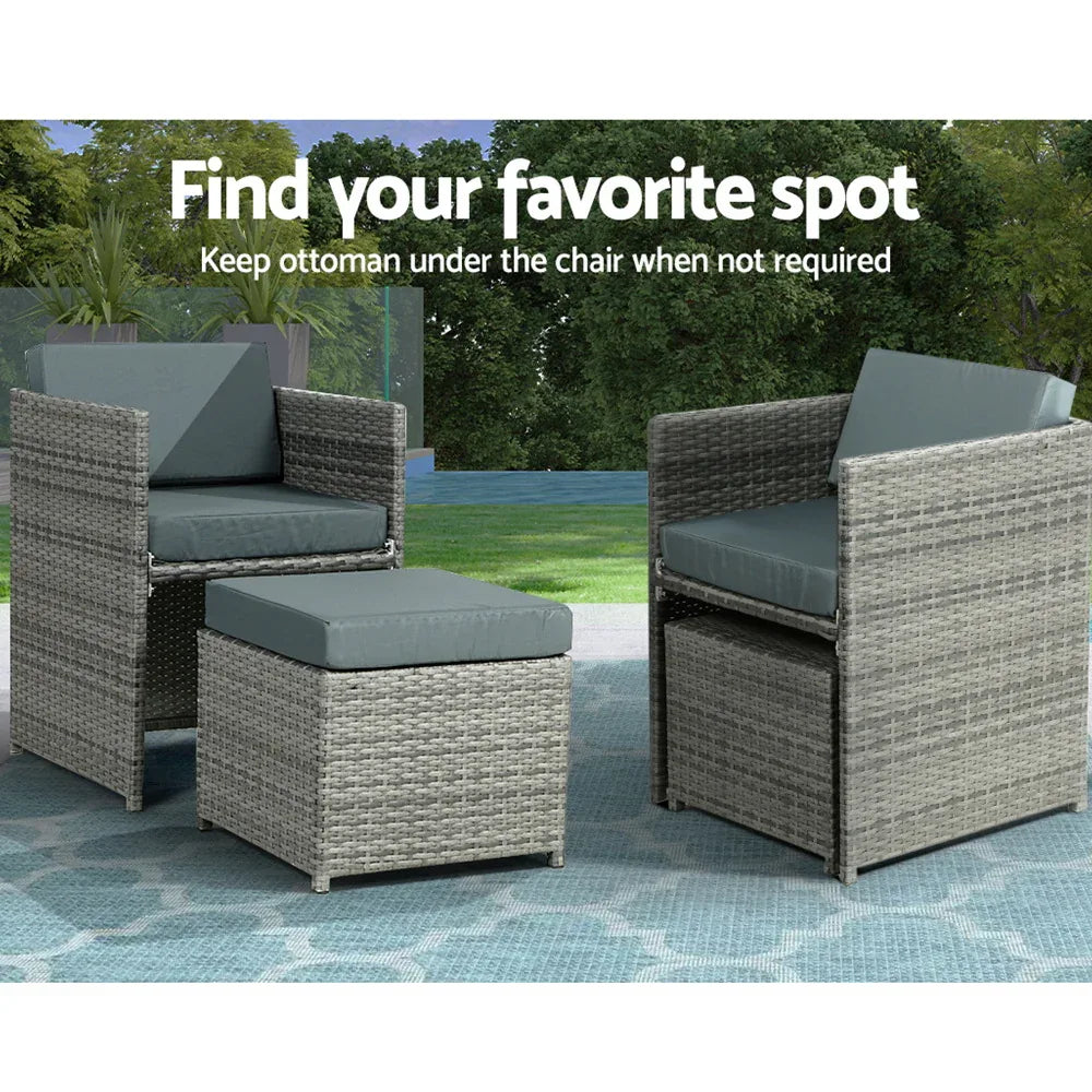 Gardeon Outdoor Dining Set 13 Piece Wicker Table Chairs Setting Grey - Mekamart Australia