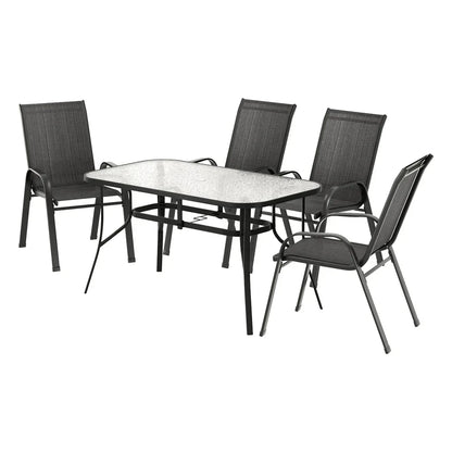 Gardeon 5PC Outdoor Dining Set Table and Chairs Patio Furniture Bistro Set Garden Black - Mekamart Australia