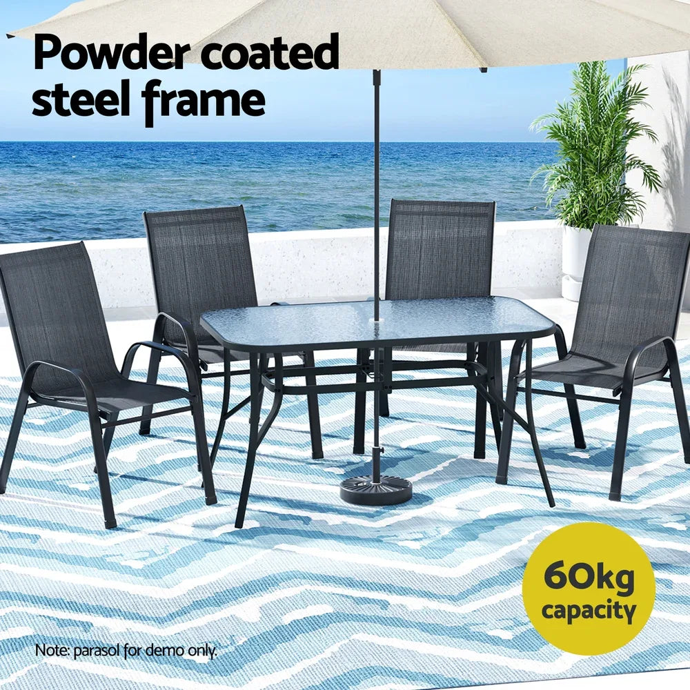 Gardeon 5PC Outdoor Dining Set Table and Chairs Patio Furniture Bistro Set Garden Black - Mekamart Australia