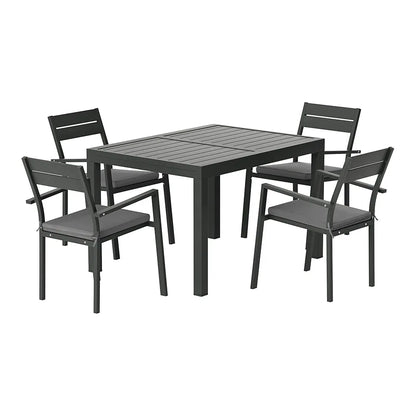 Gardeon Outdoor Dining Set 5 Piece Aluminum Extendable Table Setting Black - Mekamart Australia
