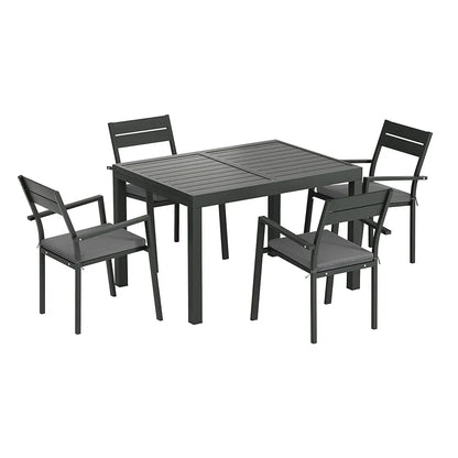 Gardeon Outdoor Dining Set 5 Piece Aluminum Extendable Table Setting Black - Mekamart Australia