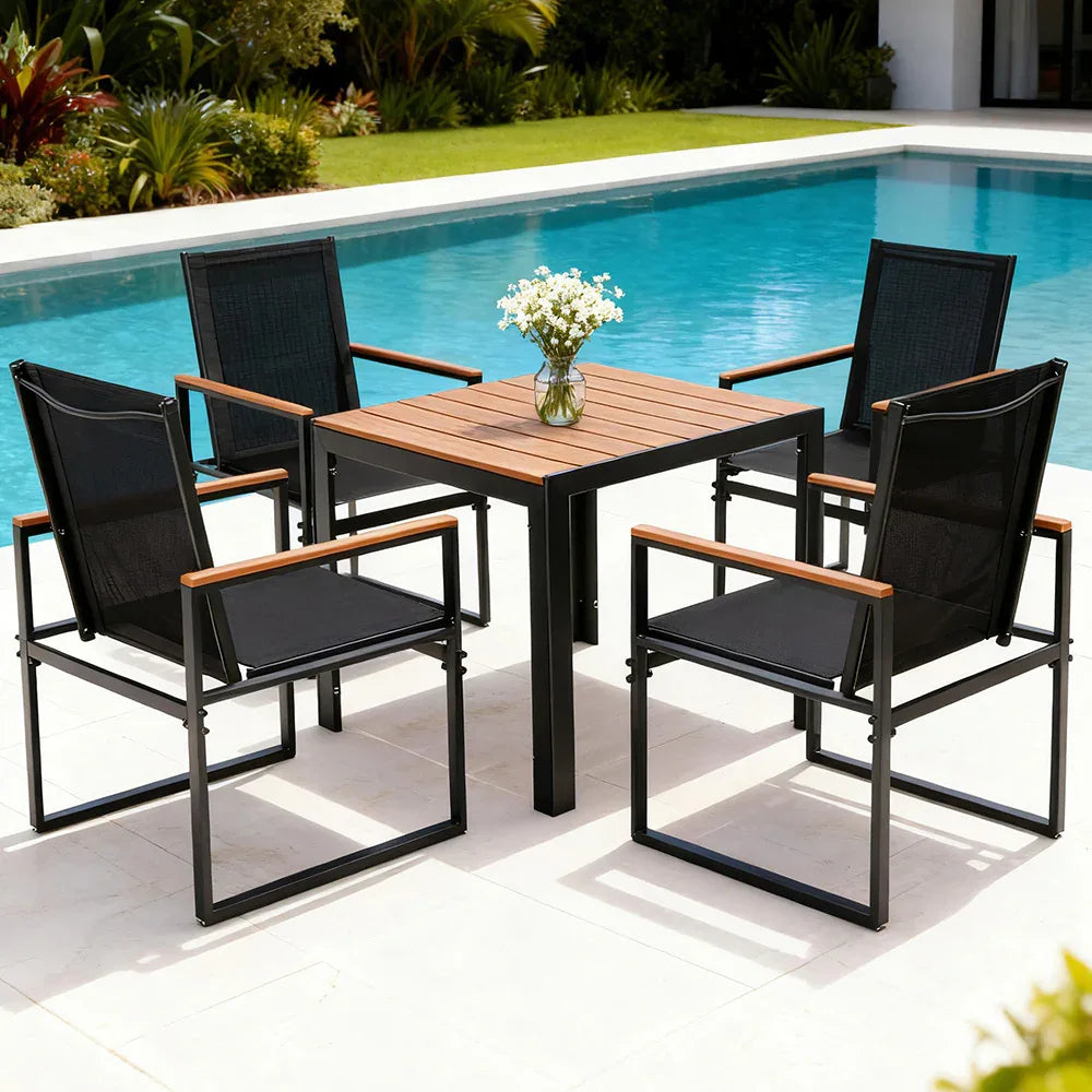 Gardeon 5PCS Outdoor Dining Set Table and Chairs Patio Garden Furniture Bistro Set - Mekamart Australia