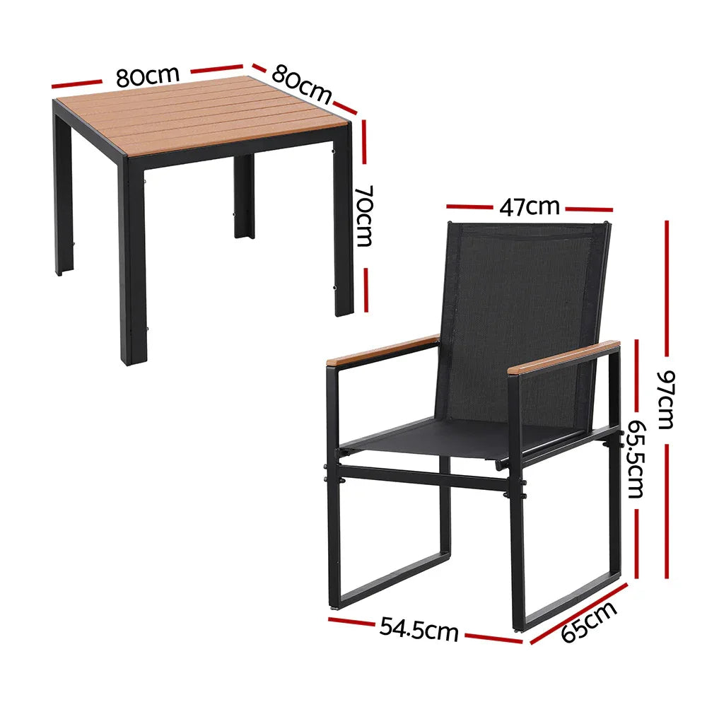 Gardeon 5PCS Outdoor Dining Set Table and Chairs Patio Garden Furniture Bistro Set - Mekamart Australia