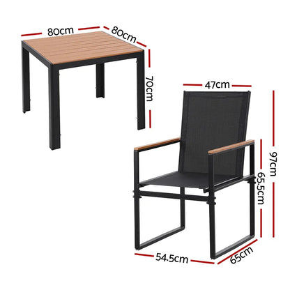 Gardeon 5PCS Outdoor Dining Set Table and Chairs Patio Garden Furniture Bistro Set - Mekamart Australia