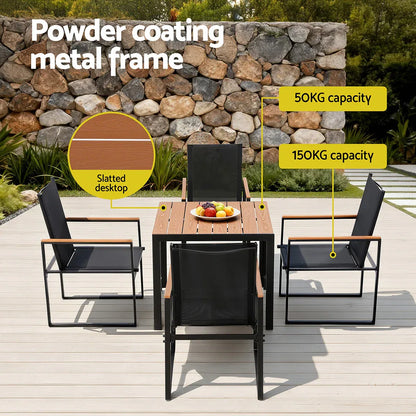 Gardeon 5PCS Outdoor Dining Set Table and Chairs Patio Garden Furniture Bistro Set - Mekamart Australia