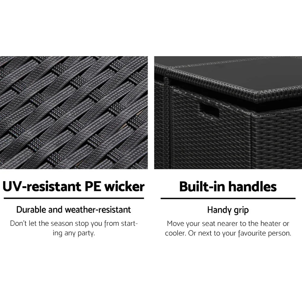 Gardeon Outdoor Dining Set 5 Piece Wicker Table Chairs Setting Black - Mekamart Australia