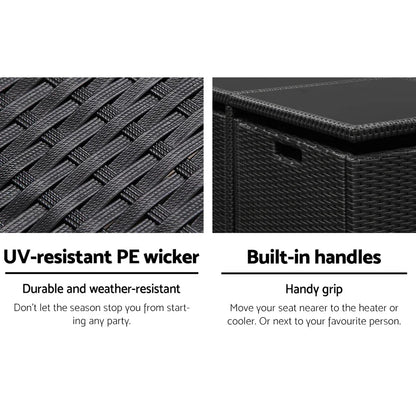 Gardeon Outdoor Dining Set 5 Piece Wicker Table Chairs Setting Black - Mekamart Australia