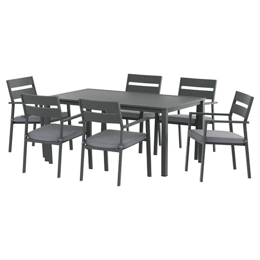 Gardeon Outdoor Dining Set 7 Piece Aluminum Table Chairs Setting Black - Mekamart Australia