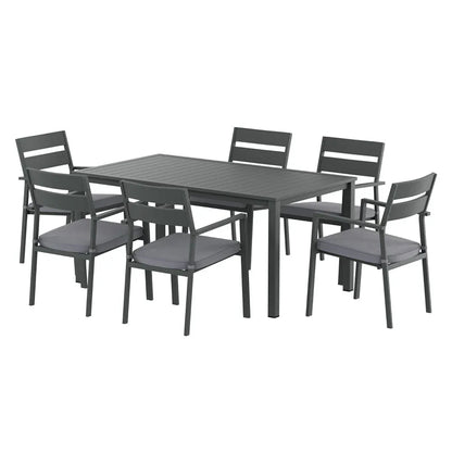 Gardeon Outdoor Dining Set 7 Piece Aluminum Table Chairs Setting Black - Mekamart Australia