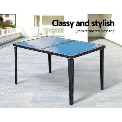 Gardeon Outdoor Dining Set 7 Piece Wicker Lounge Setting Black - Mekamart Australia