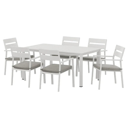 Gardeon Outdoor Dining Set 7 Piece Aluminum Table Chairs Setting White - Mekamart Australia