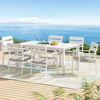 Gardeon Outdoor Dining Set 7 Piece Aluminum Table Chairs Setting White - Mekamart Australia