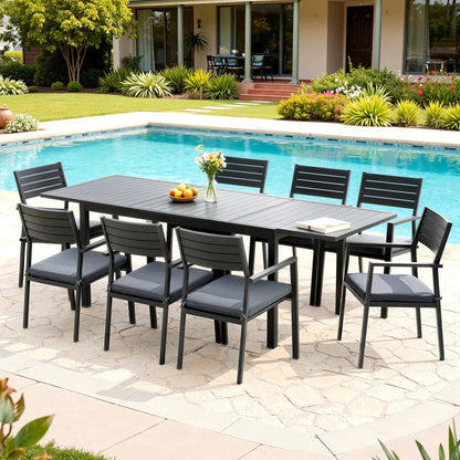 Gardeon Outdoor Dining Set 9PCS Aluminum Extendable Table Chairs Patio Furniture - Mekamart Australia