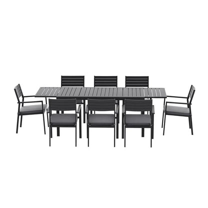 Gardeon Outdoor Dining Set 9PCS Aluminum Extendable Table Chairs Patio Furniture - Mekamart Australia