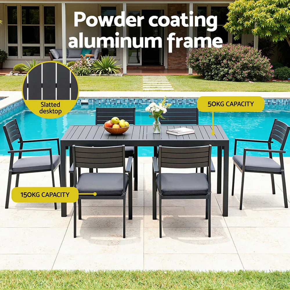 Gardeon Outdoor Dining Set 9PCS Aluminum Extendable Table Chairs Patio Furniture - Mekamart Australia
