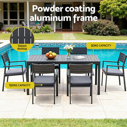 Gardeon Outdoor Dining Set 9PCS Aluminum Extendable Table Chairs Patio Furniture - Mekamart Australia