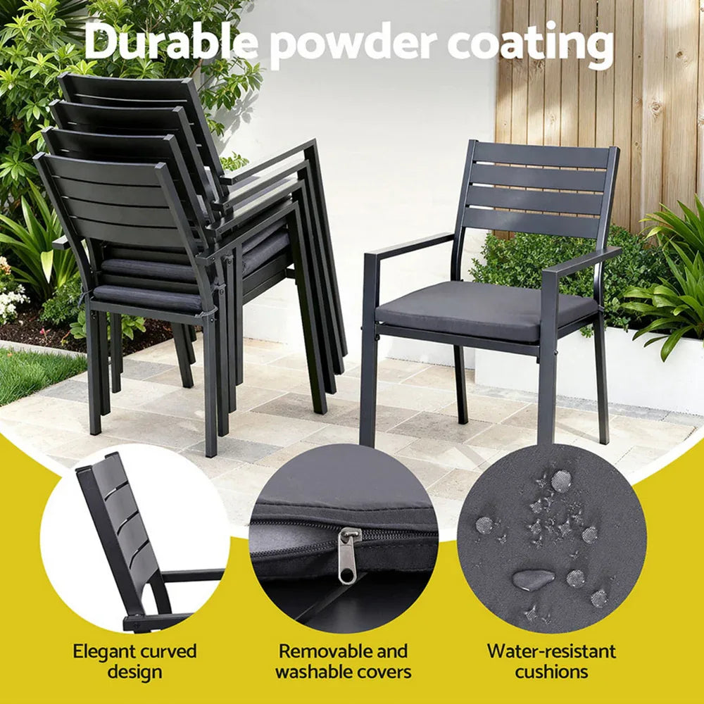 Gardeon Outdoor Dining Set 9PCS Aluminum Extendable Table Chairs Patio Furniture - Mekamart Australia