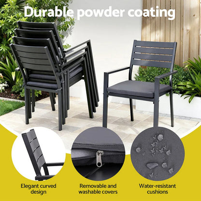 Gardeon Outdoor Dining Set 9PCS Aluminum Extendable Table Chairs Patio Furniture - Mekamart Australia