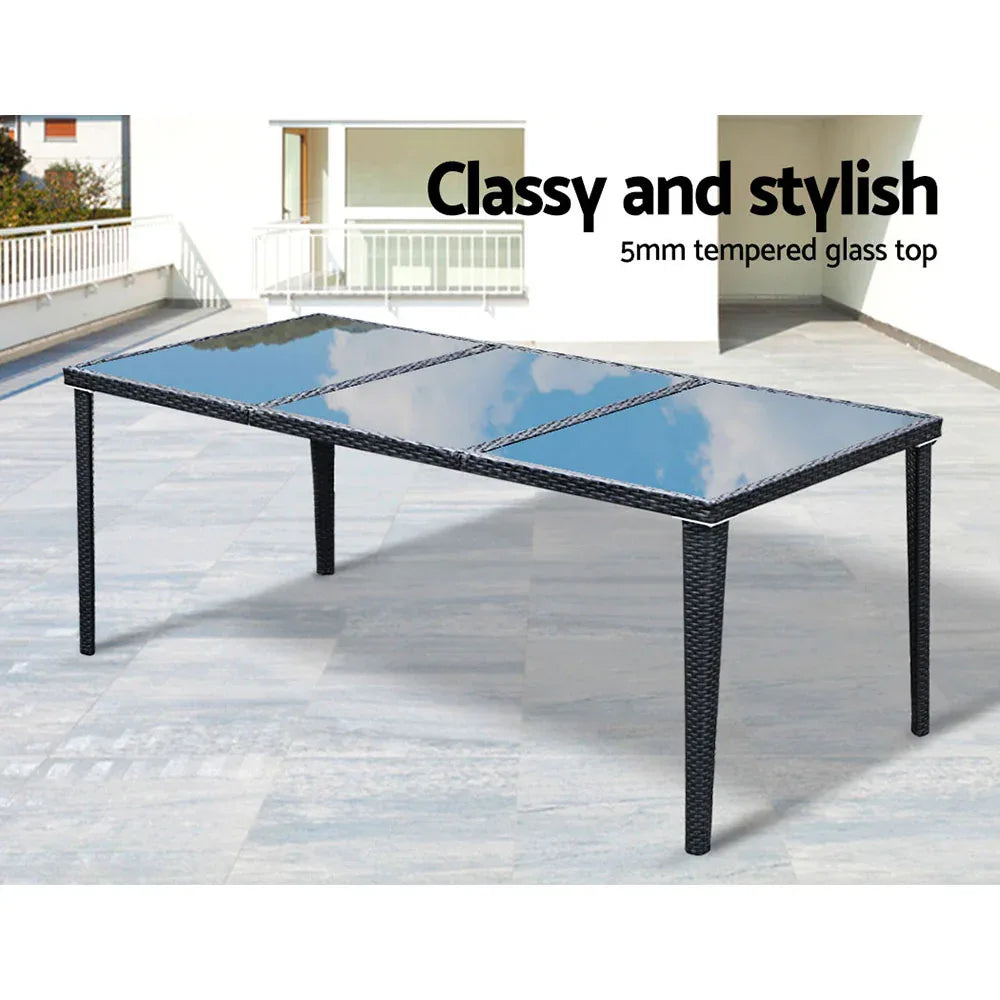 Gardeon Outdoor Dining Set 9 Piece Wicker Lounge Setting Black - Mekamart Australia